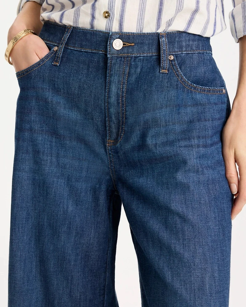 Lightweight Wide-Leg Capri Jeans