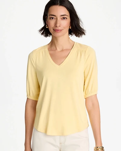 Shirred Elbow Sleeve Tee