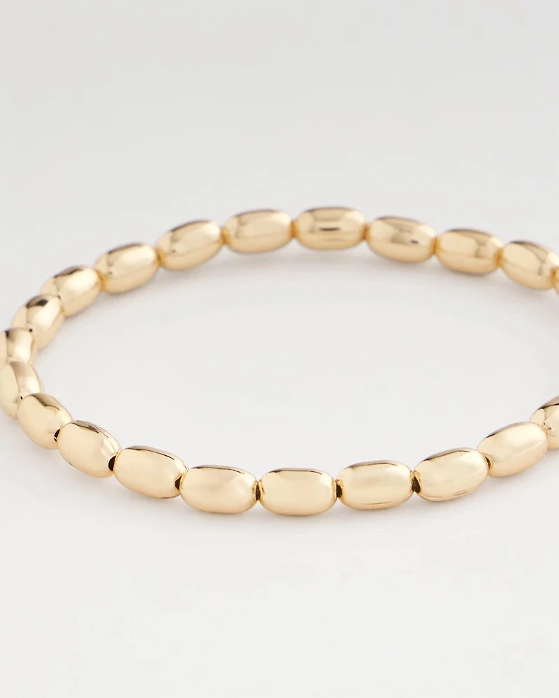 Goldtone Oval Beaded Stretch Bracelet