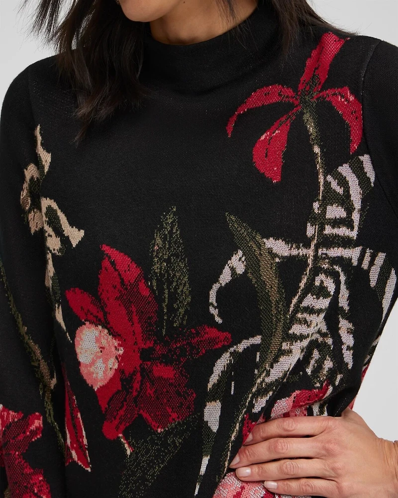 Floral Mock Neck Sweater