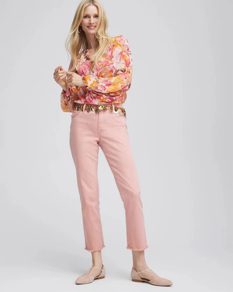 Girlfriend Frayed Cropped Jeans