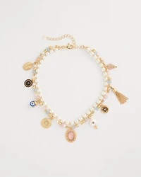 Genuine Jade Stone Charm Short Necklace