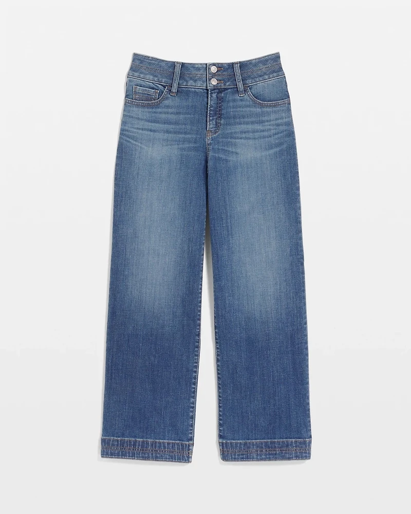 Double Stitch Wide-Leg Cropped Pants