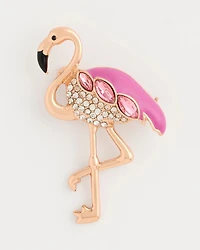 Faux Pink Diamond Flamingo Brooch