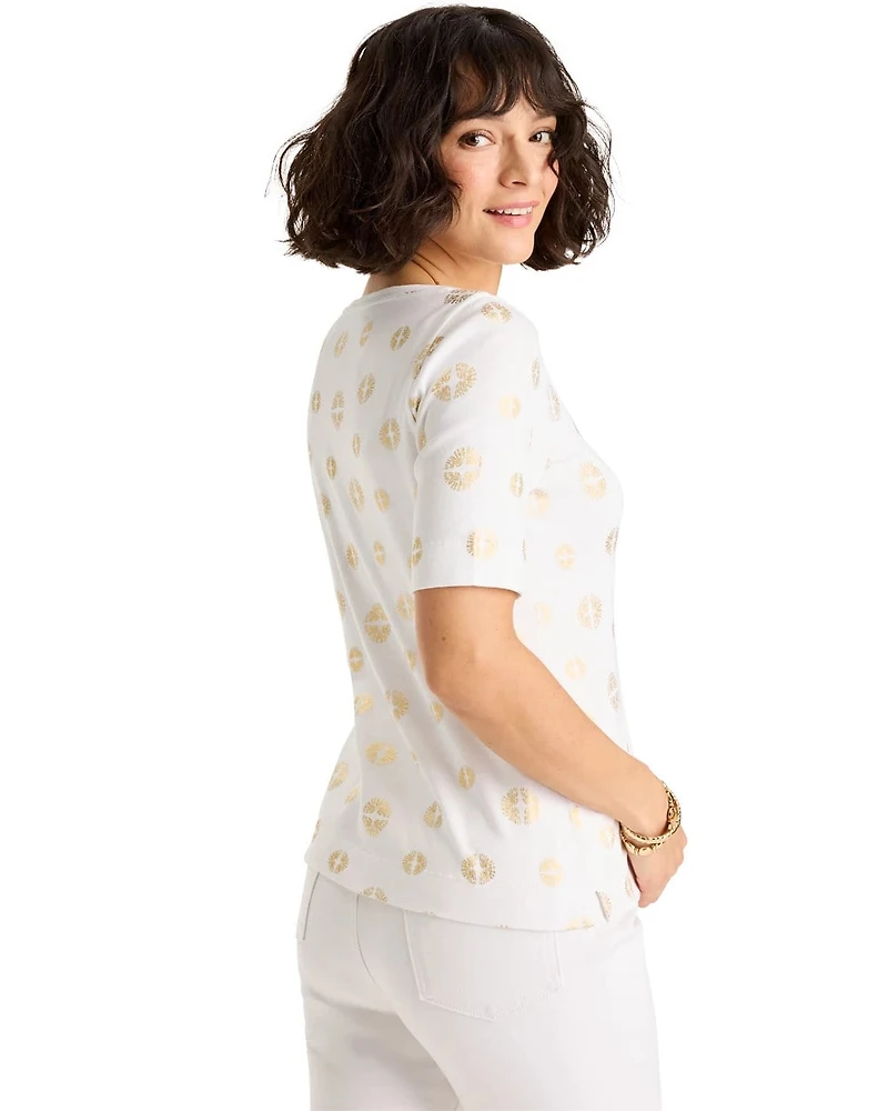 Stamped Pima Elbow Sleeve Tee