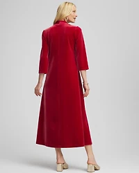 V-Neck Velour Midi Dress