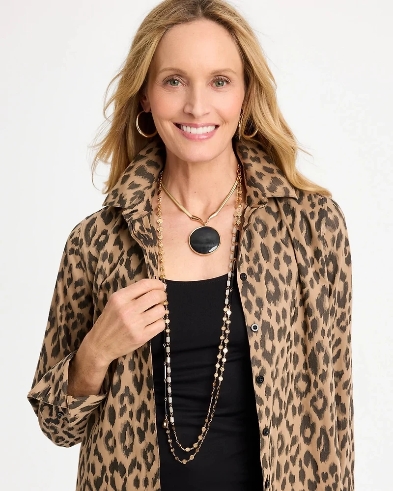 Black Gold Long Single-Strand Necklace