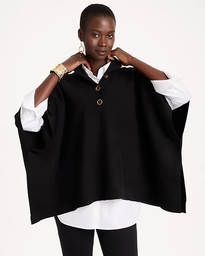 Button Mockneck Sweater Poncho