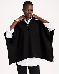 Button Mockneck Sweater Poncho