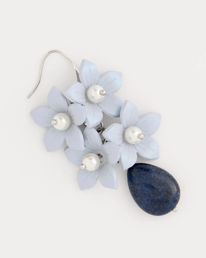 Lapis Lazuli Stone Flower Earrings
