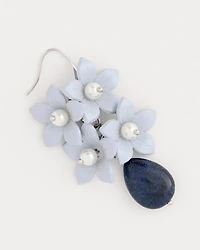 Lapis Lazuli Stone Flower Earrings