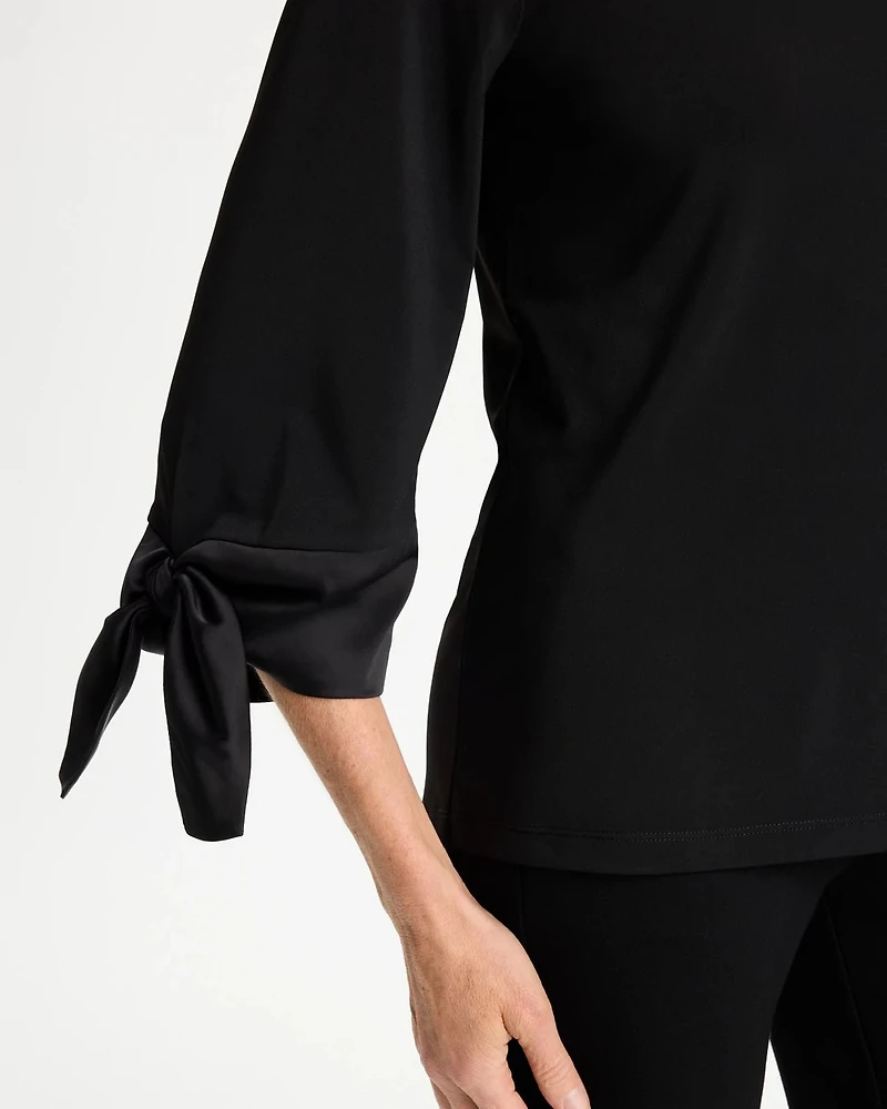 Satin Tie-Sleeve Top