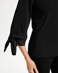 Satin Tie-Sleeve Top