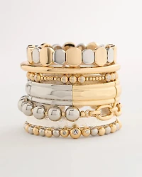 Mixed Metal Chain Bead Stretch Bracelet