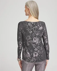 Silver Floral Bateau Neck Sweater