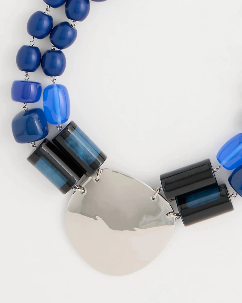 Double-Strand Resin Pendant Necklace