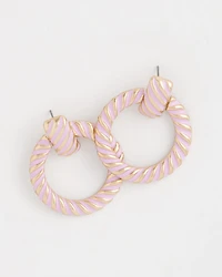 Pink Twist Drop Hoop Earrings
