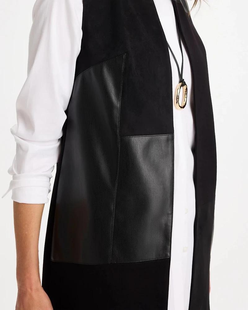 Faux Suede Ponte Long Vest