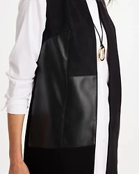 Faux Suede Ponte Long Vest