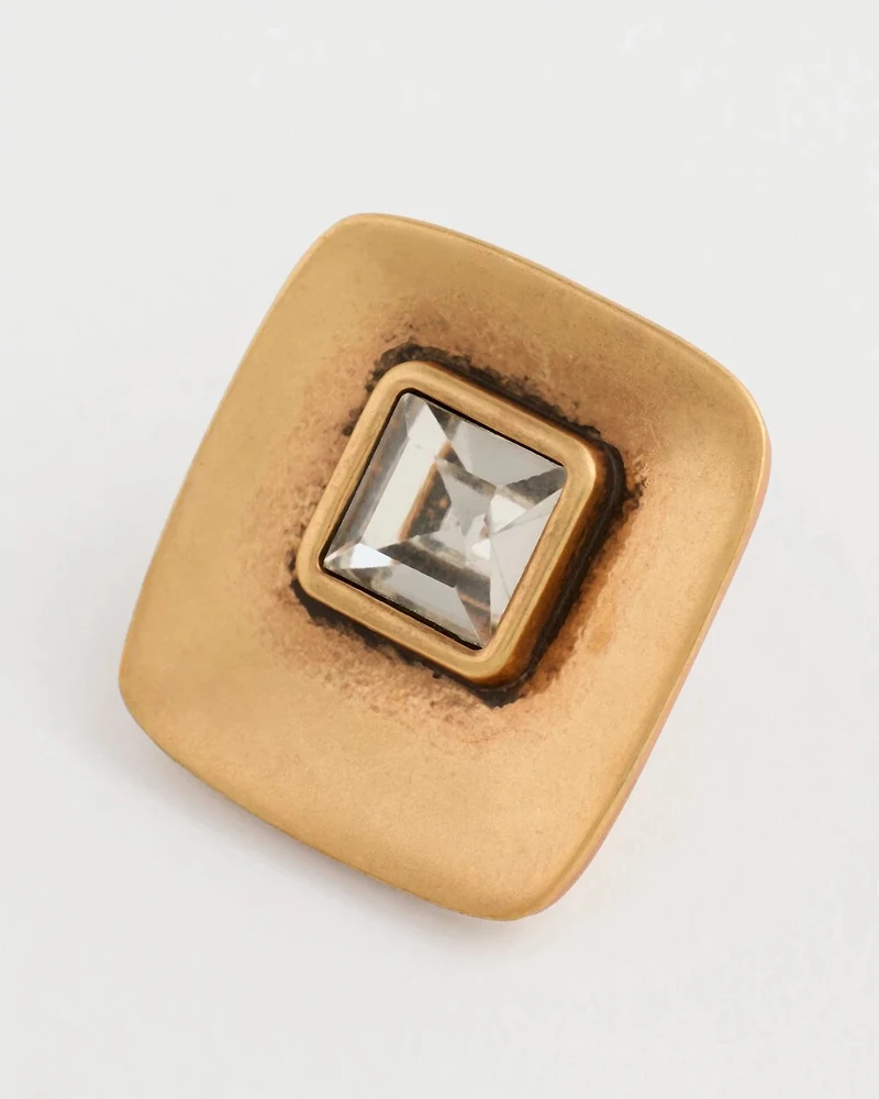 Gold Pave Square Stud Earrings