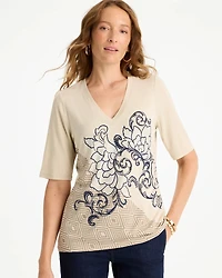 Knit Sequin Elbow Tee
