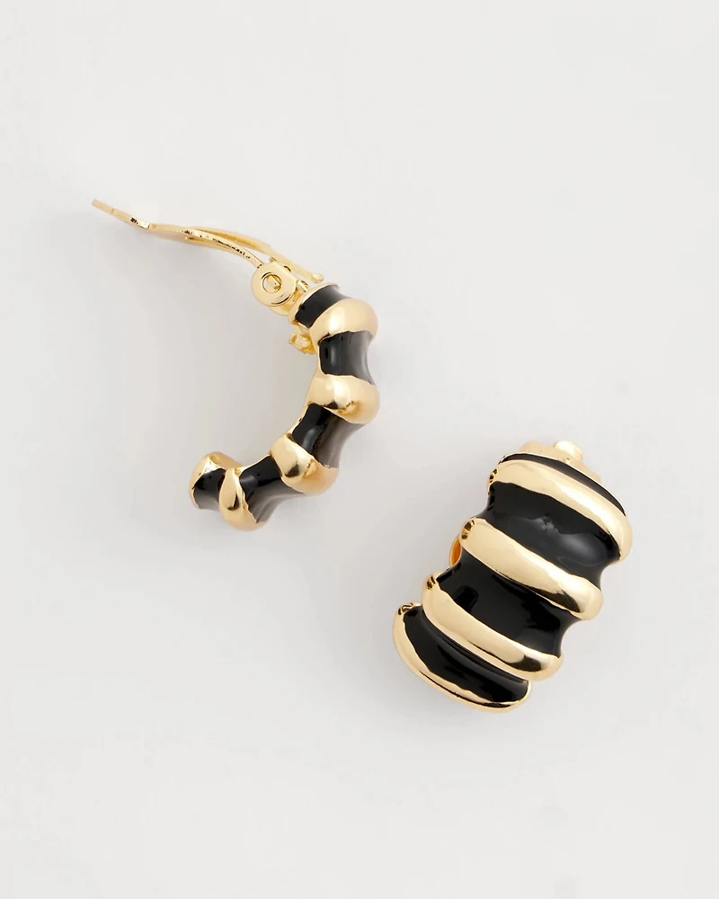 Wavy Duo Tone Clip-On Earrings
