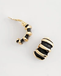 Wavy Duo Tone Clip-On Earrings