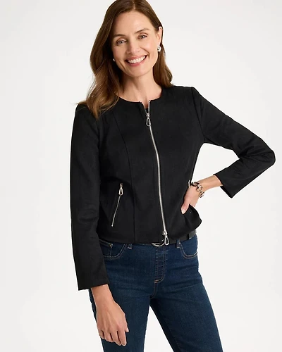 Faux Suede Moto Jacket