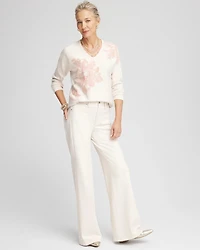 Jacquard Floral Pullover Sweater