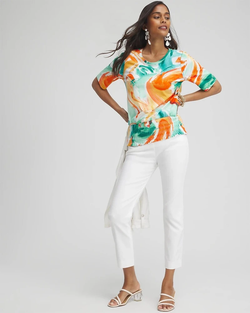 Touch of Cool™ Abstract Smocked Waist Tee