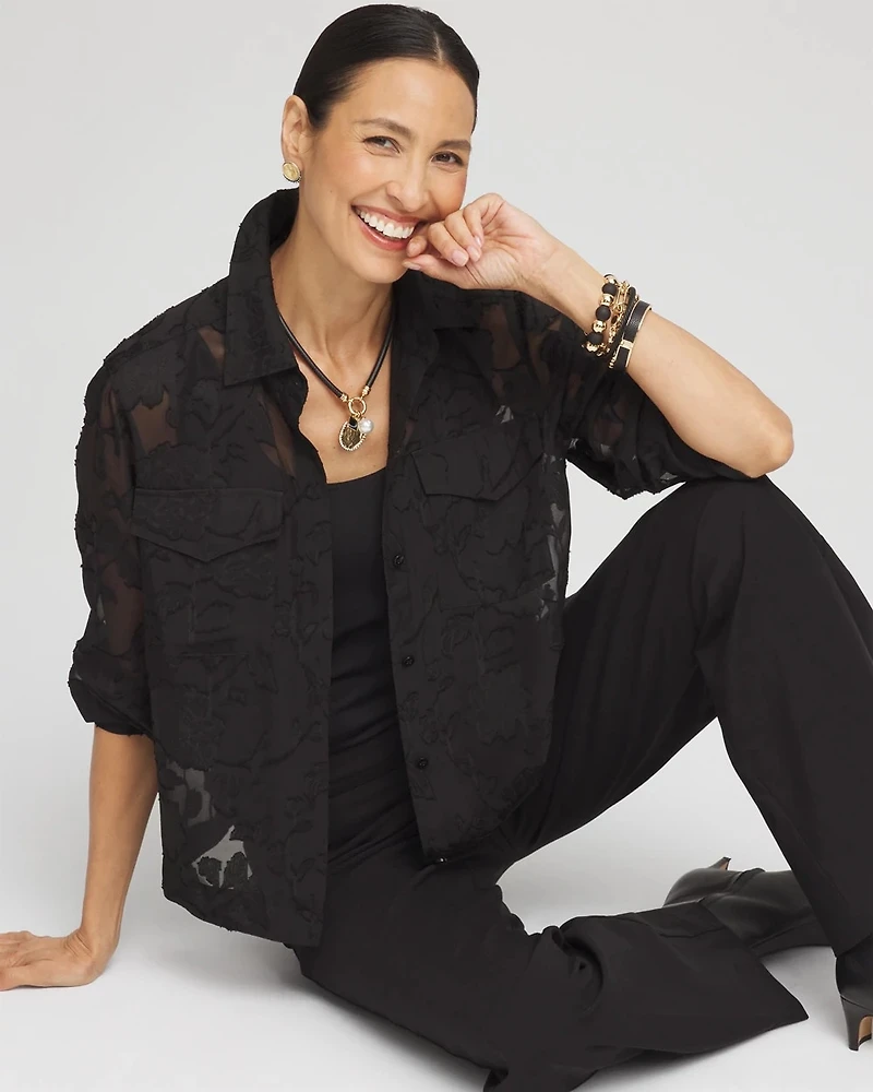 Long Sleeve Burnout Camp Shirt