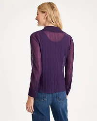 Semi-Sheer Crinkle Mesh Top