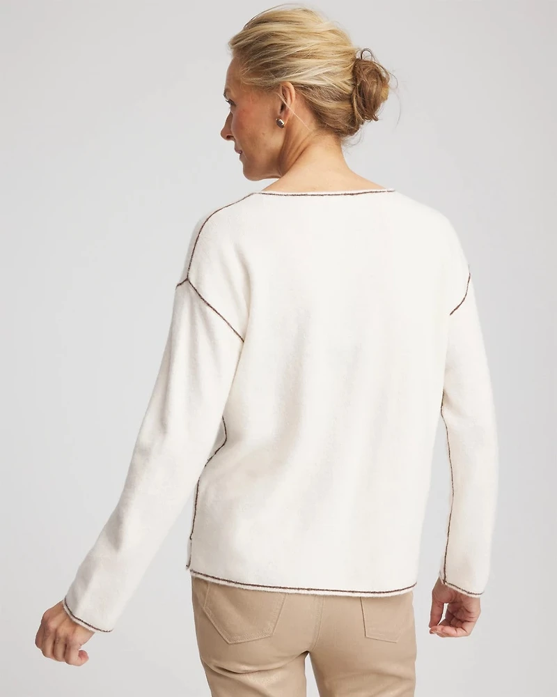 Contrast Stitch V-Neck Sweater