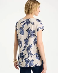 Floral Linen Dolman Tee