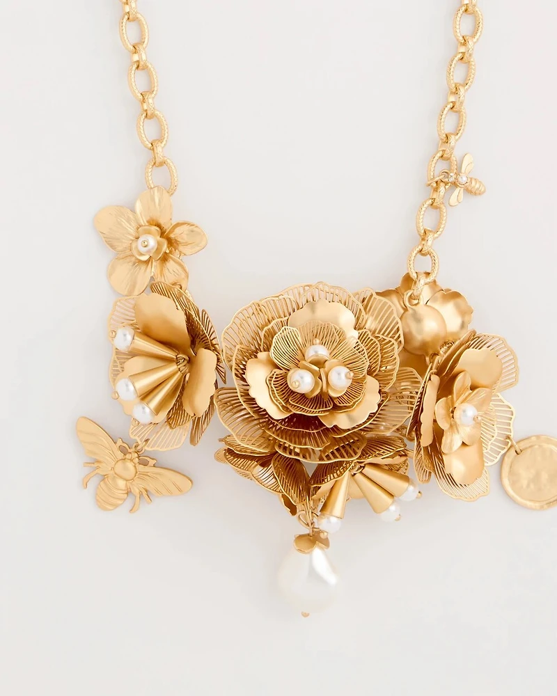 Chico’s Originals Filigree Flower Bib Necklace