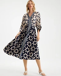 Faux Satin Contrast Floral Dress