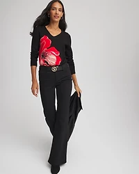 Ella V-Neck Floral Intarsia Sweater