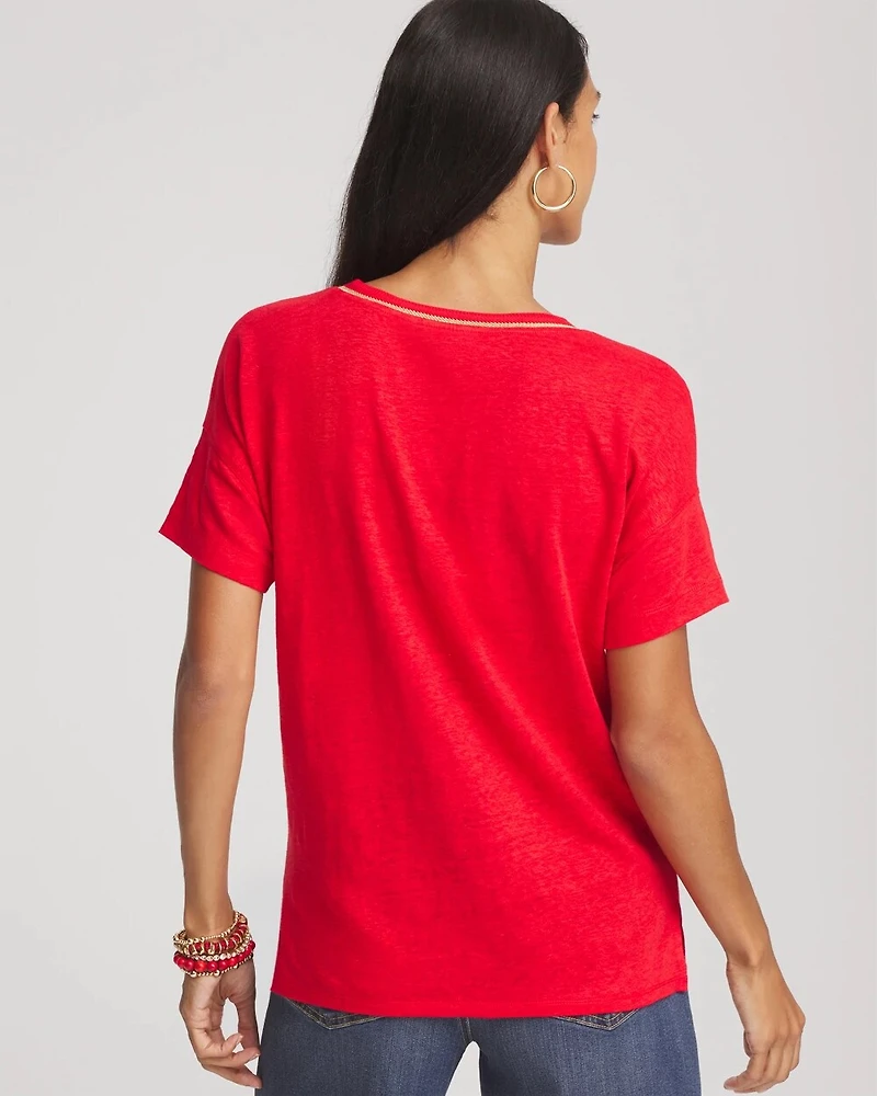 Sweater Trim Linen Tee