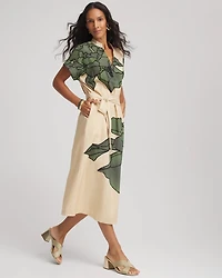 Printed Cotton-Voile Popover Midi Dress