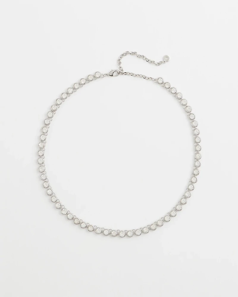 Silvertone Tennis Necklace