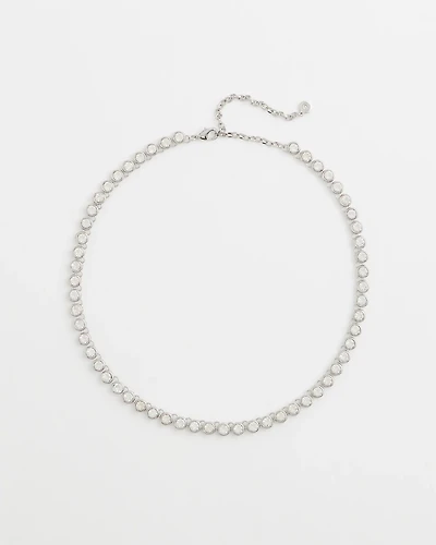 Silvertone Tennis Necklace