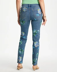 Girlfriend Slim Floral Ankle Jeans