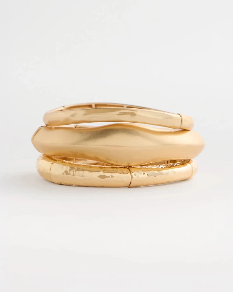 Goldtone Stretch Bangle Set of Three