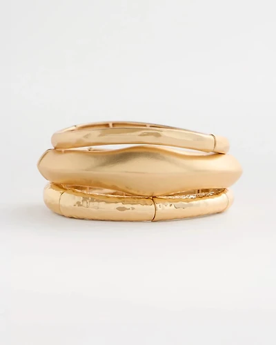 Goldtone Stretch Bangle Set of Three