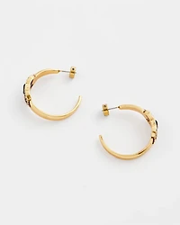 Black & Goldtone Hoop Earrings