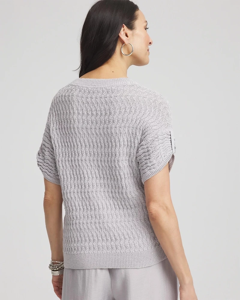Sequin V-Neck Pullover Sweater