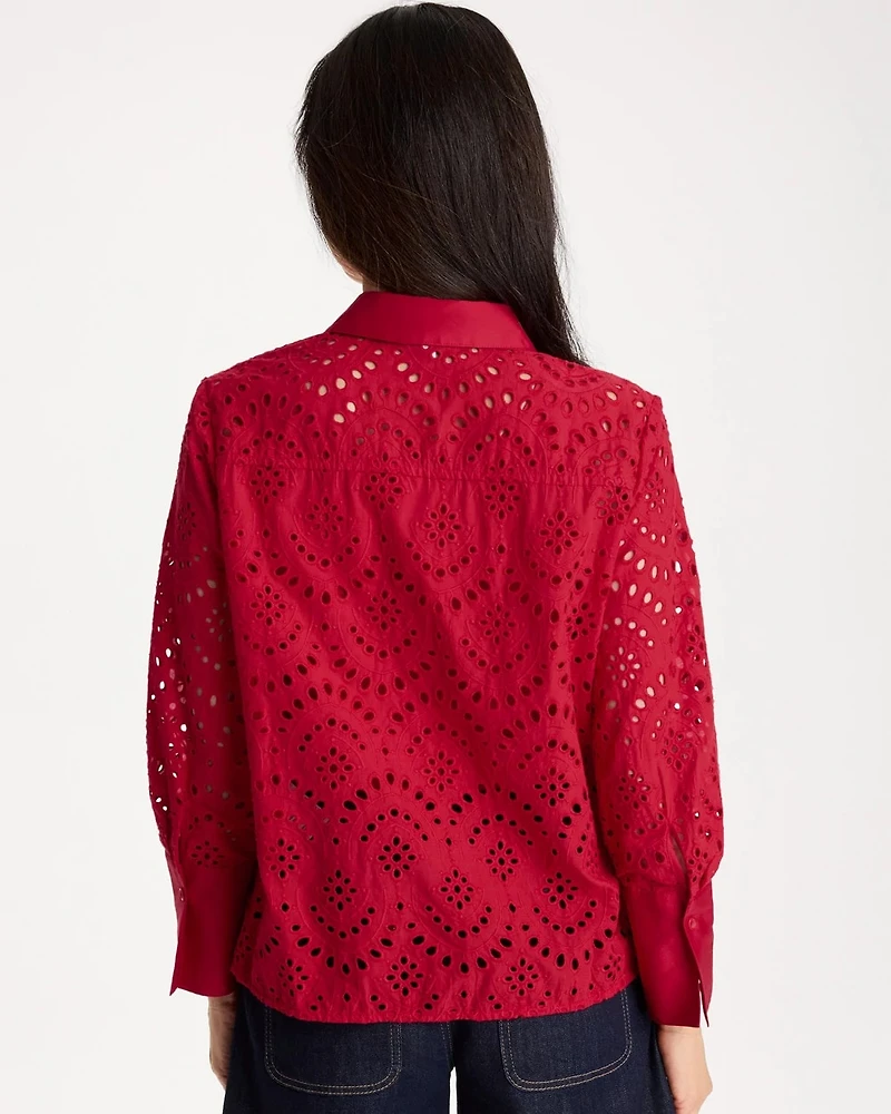 Eyelet Collared Shirt