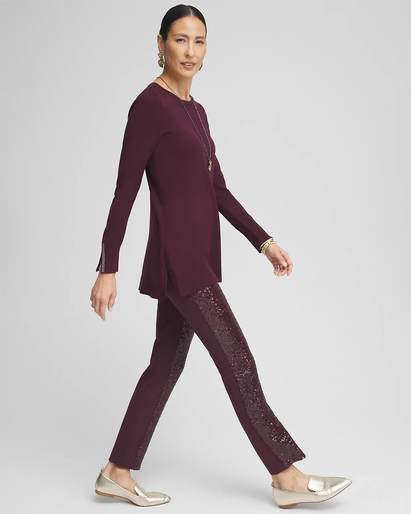 Embellished Crew Neck Sweater Tunic