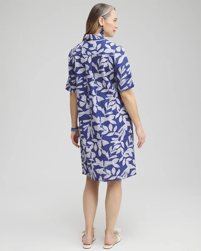 Chico's Linen Leaf Print Popover Dress | The Summit