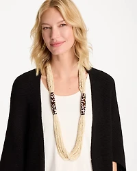 Neutral Beaded Animal Print Necklace